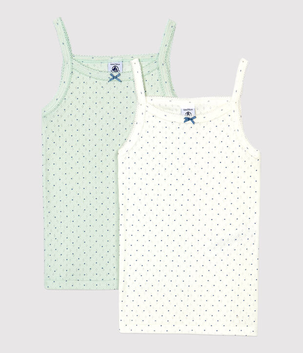 Juego de 2 camisas de tirantes caladas de ni&ntilde;a de algod&oacute;n org&aacute;nico multicolor